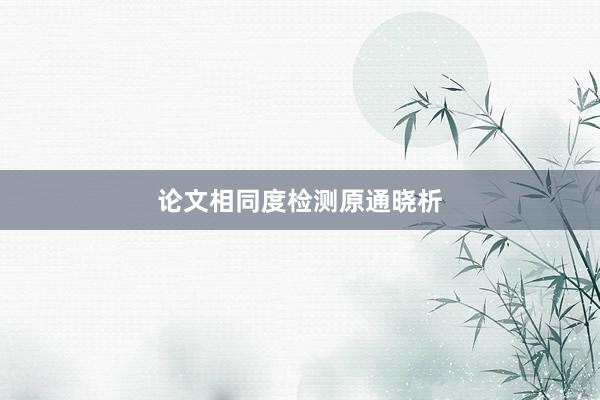 论文相同度检测原通晓析